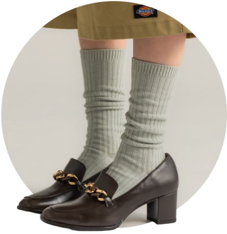 スタンダードリブ ルーズフィット ハイカット シルバーグレー