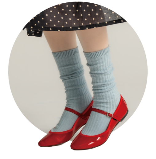 スタンダードリブ ルーズフィット ハイカット グレイッシュサックス