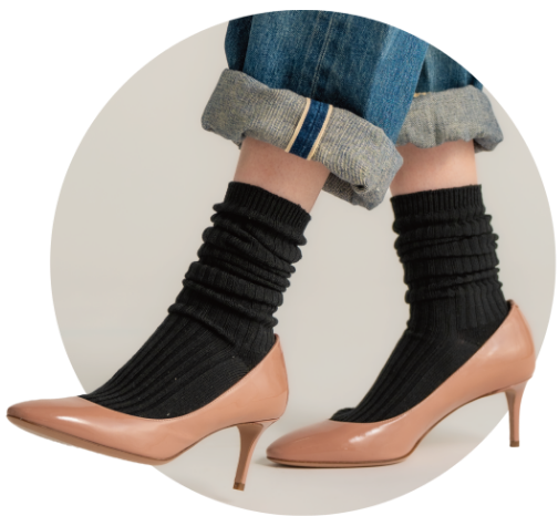 スタンダードリブ ルーズフィット ハイカット クロ