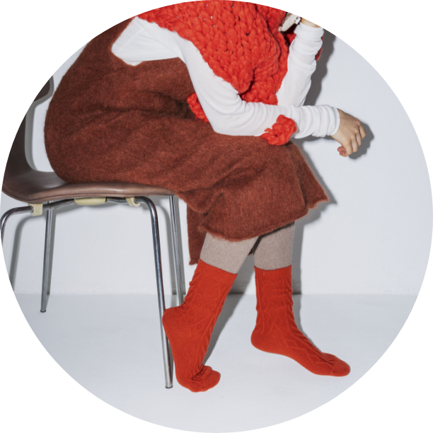 毛混ダイヤケーブルソックステラコッタ