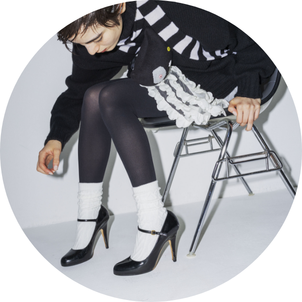 毛混ダイヤケーブルソックスオフホワイト