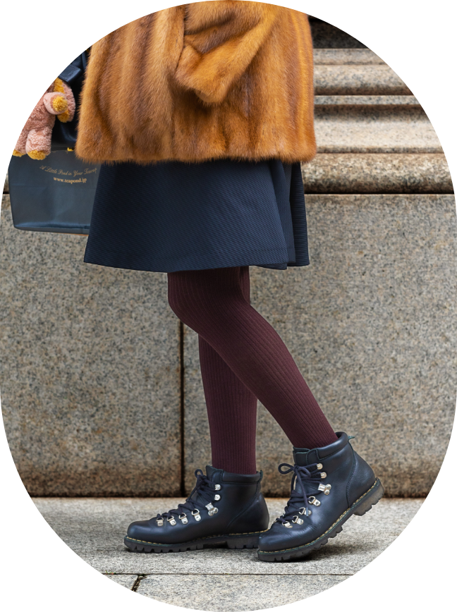 綿混400デニール3×1 リブタイツ