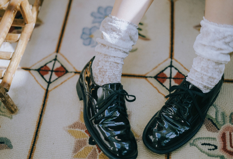 縫製レースハイカット オフホワイト