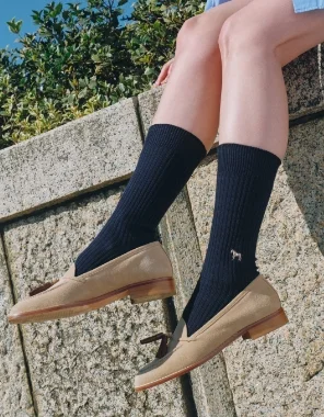 ミディ | 馬刺繍リブソックス